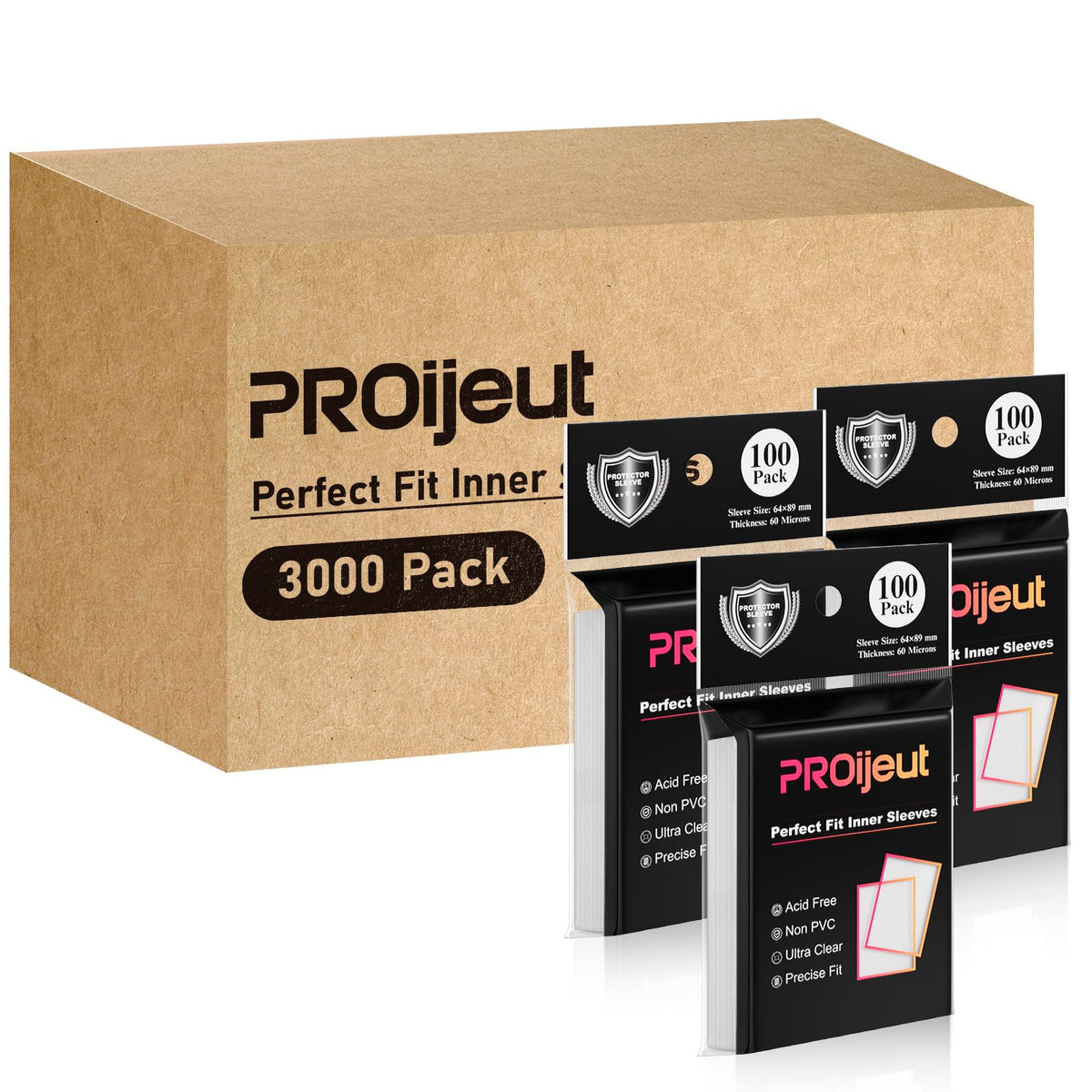 Proijeut inner sleeve fits standard cards with clear visibility.