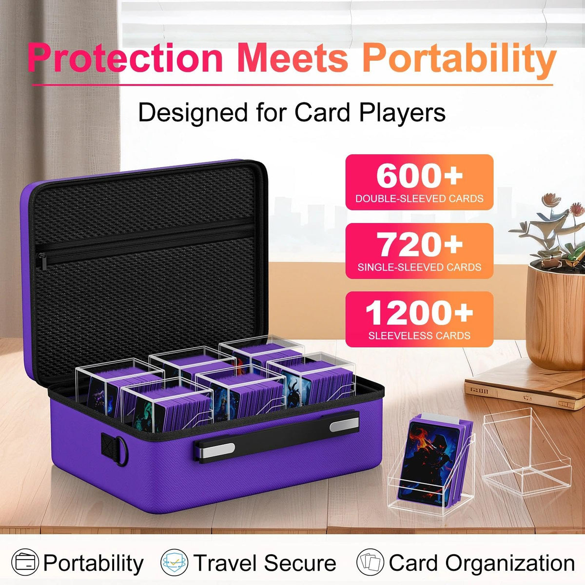 Proijeut large-capacity deck box holds 100+ double-sleeved cards for expanded collections.