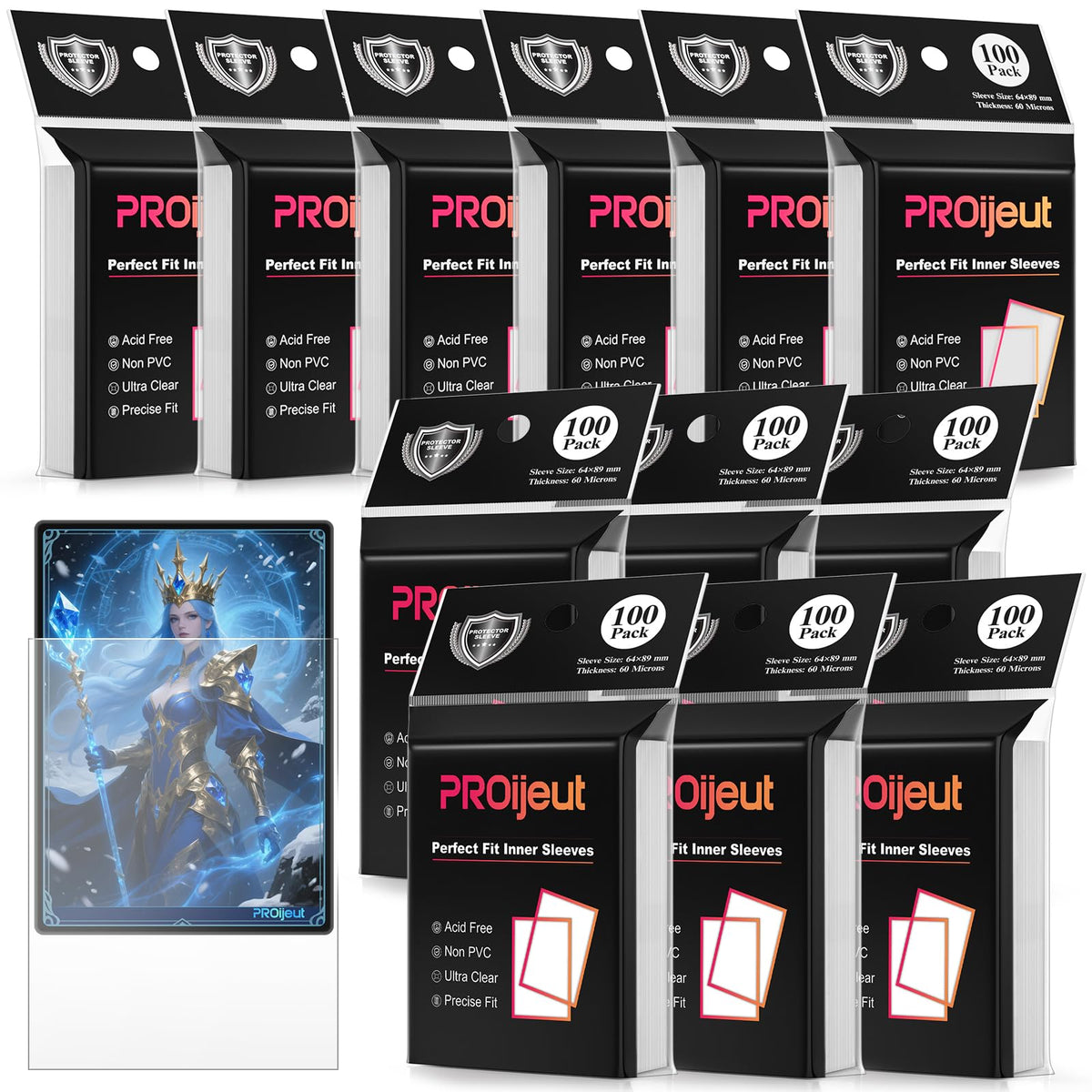 Proijeut perfect-fit inner sleeve showing secure double protection for MTG cards