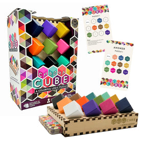 Project Genius Chroma Cube: twelve colorful wooden blocks for solo logic play.