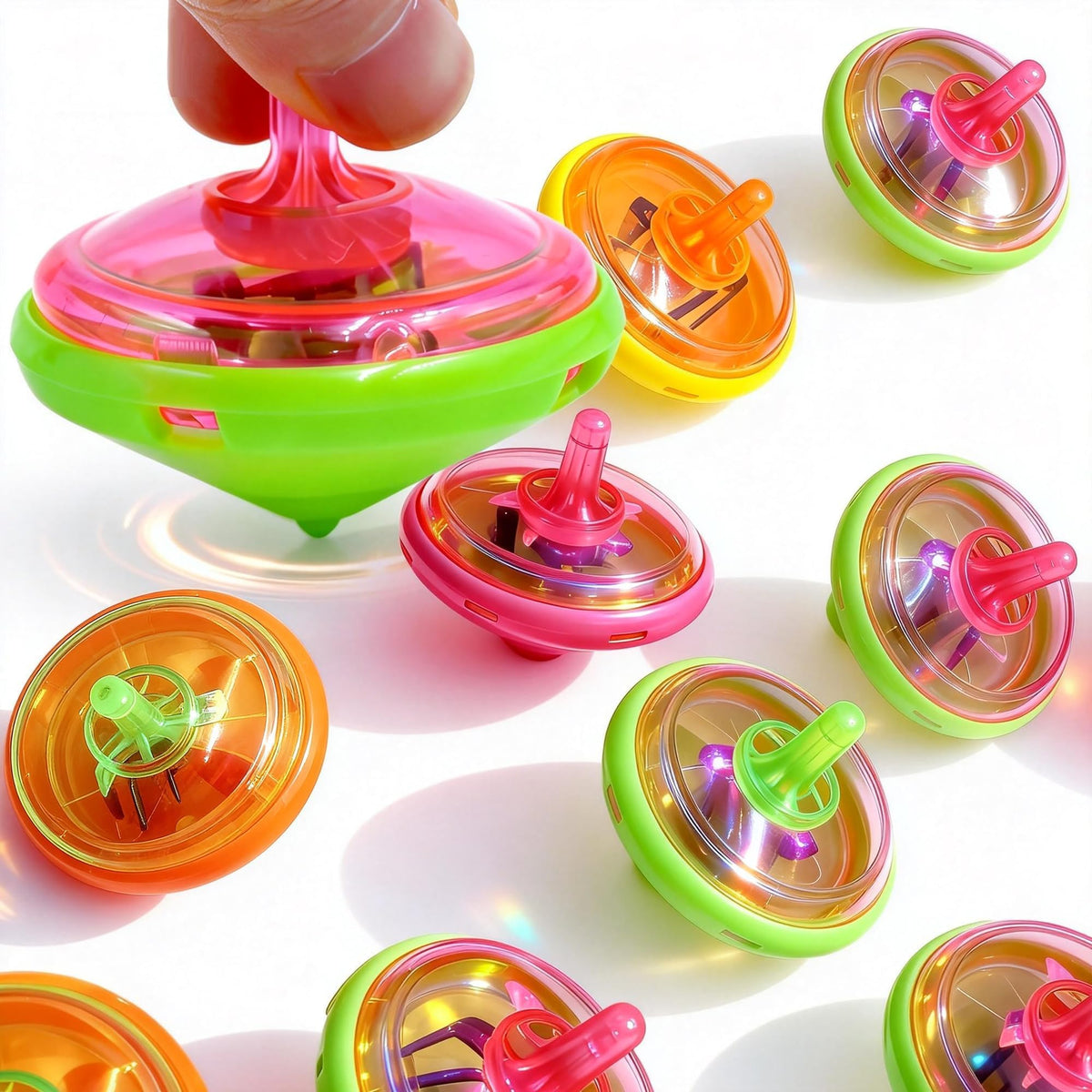PROLOSO green LED spin top with gyroscope for smooth, spin-stabilized fun