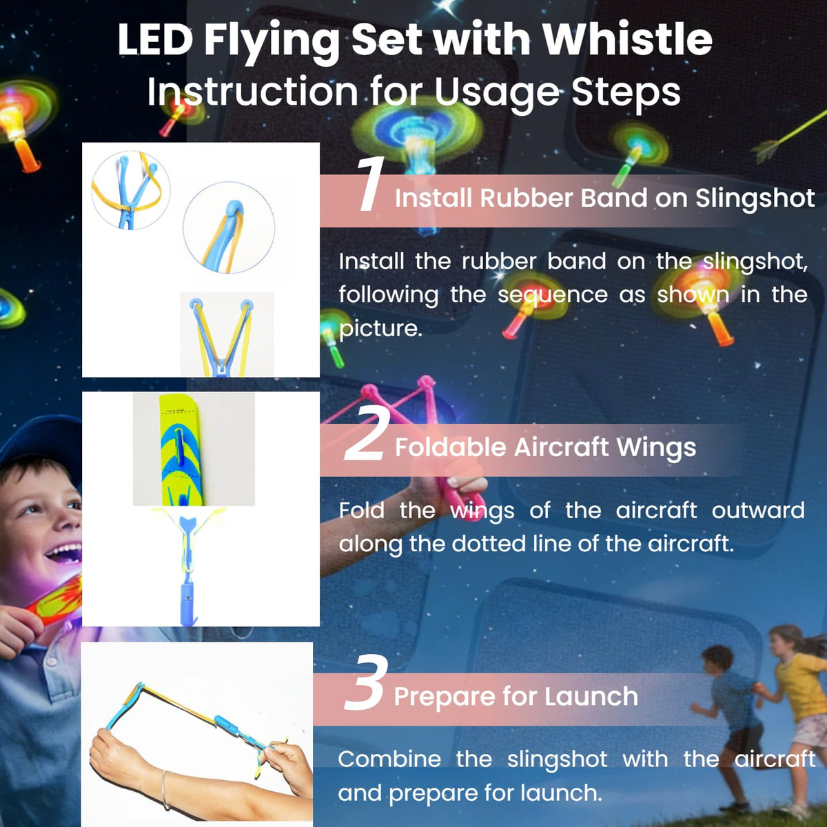 ProlPings LED glow flying toy lights up night play for visibility.