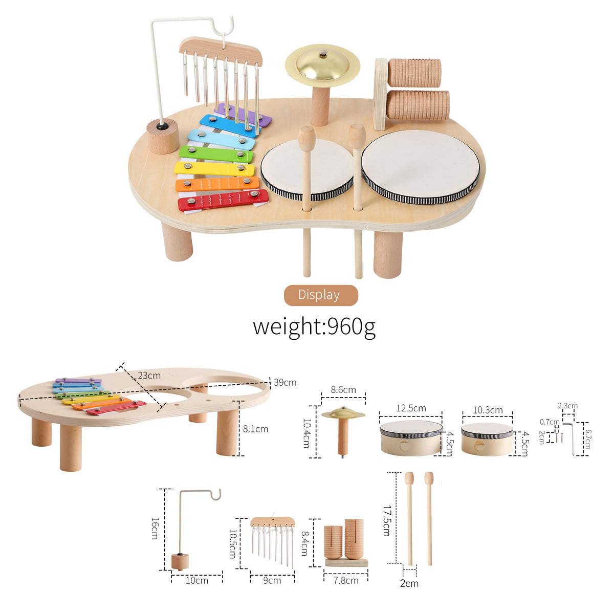 Promise Babe wooden drum set gift-ready image suggests a perfect birthday or holiday present.