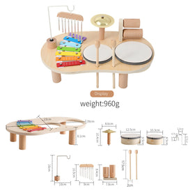 Promise Babe wooden drum set gift-ready image suggests a perfect birthday or holiday present.