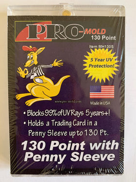 Pro-Mold 130pt magnetic card holders pack front view, secure fit for sleeved trading cards.