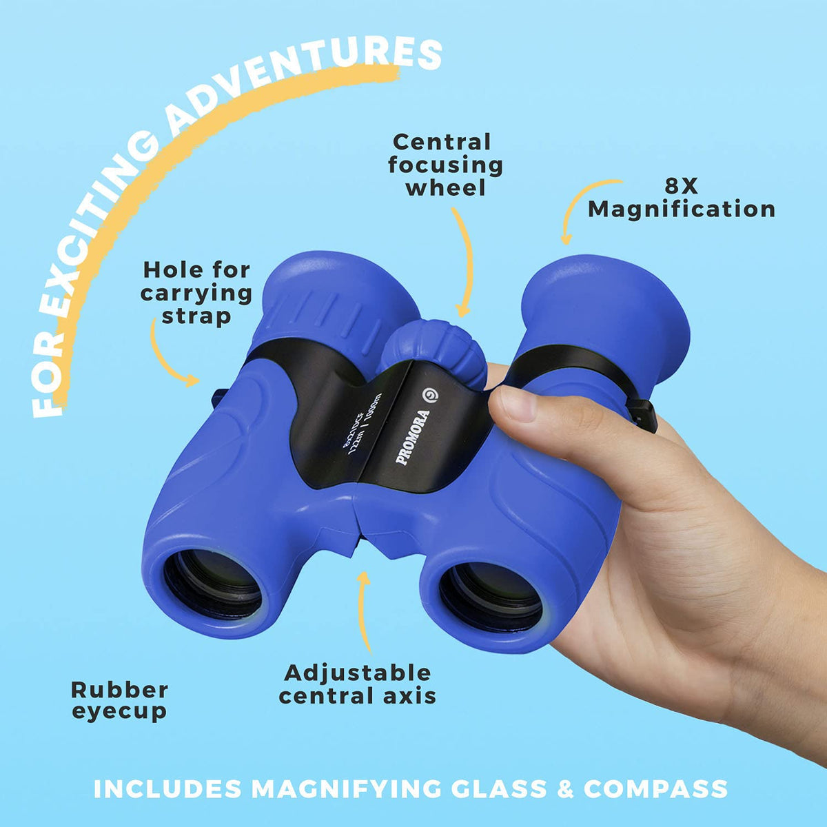 Promora Kids Binoculars 8x21 magnification for clear wildlife viewing