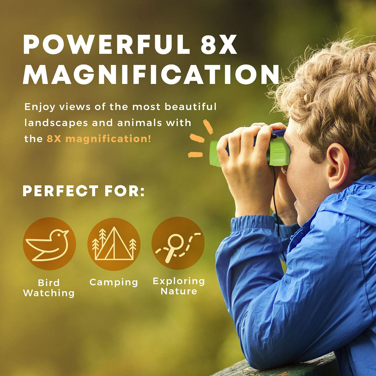 Promora Kids Binoculars compass and magnifying glass included for curious adventures.