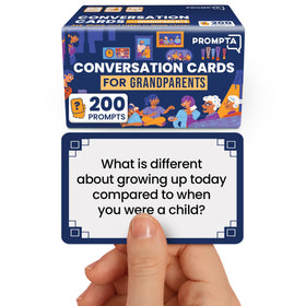 Prompta 200 grandparents conversation cards ready for bonding and storytelling.
