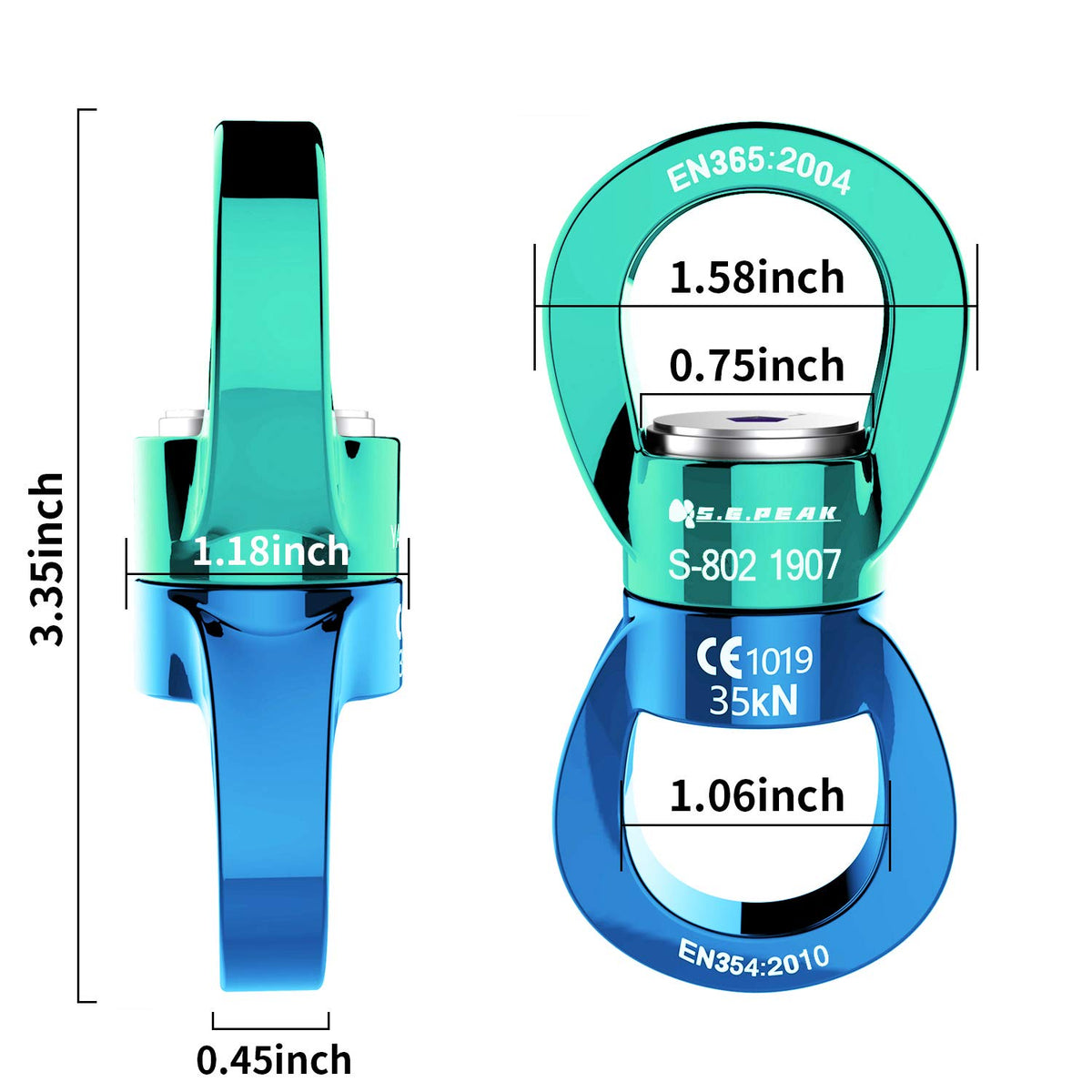 PROND Swing Swivel provides 360-degree rotation to prevent rope twisting.