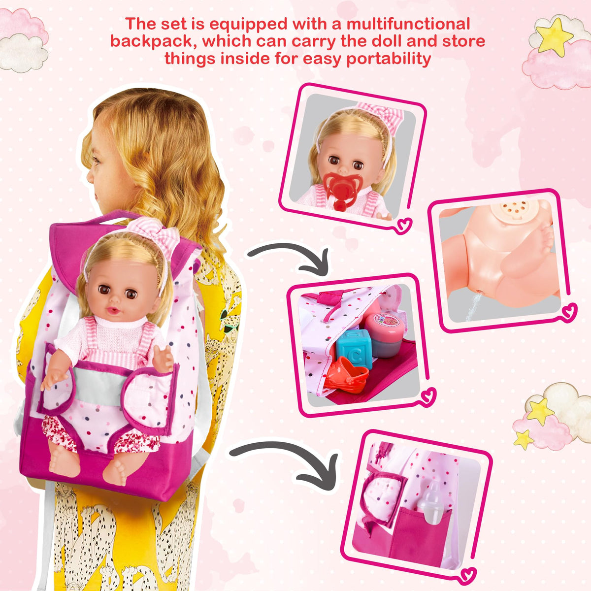 PROOU Doll clothes and makeup mirror for creative dress-up play