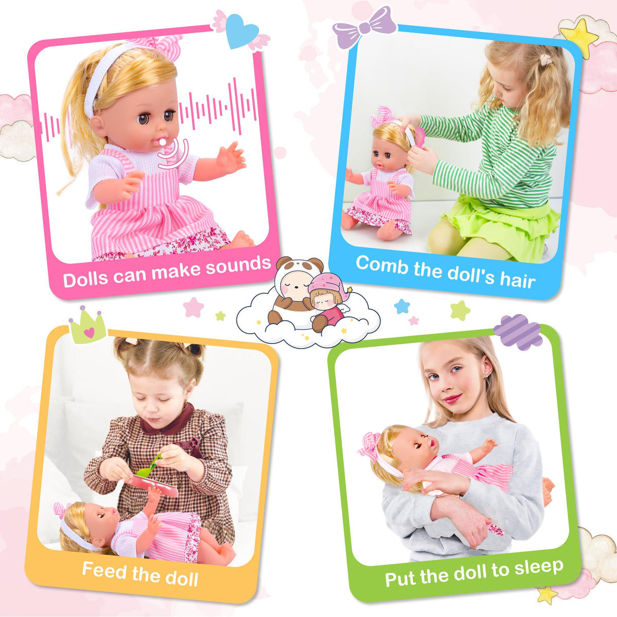 PROOU Doll diaper and utensils for realistic caregiving role-play