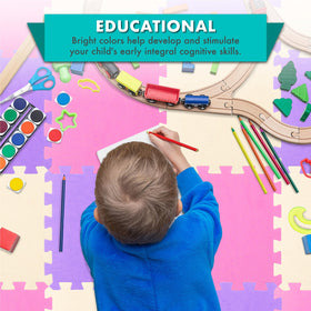ProSource Baby Play Mat bordered tiles provide a finished look and easy storage.