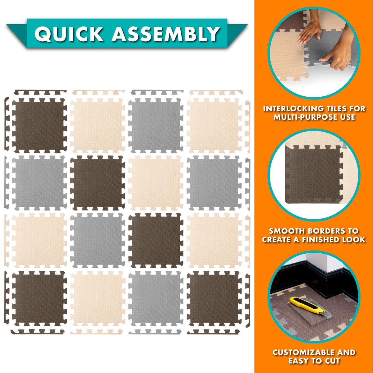 ProSource Baby Play Mat easy-assembly tiles enabling quick setup.