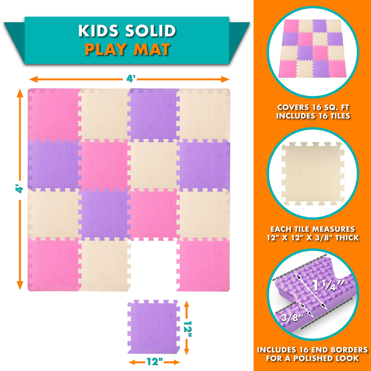 ProSource Baby Play Mat interlocking color puzzle tiles encourage exploration on a cushioned surface.