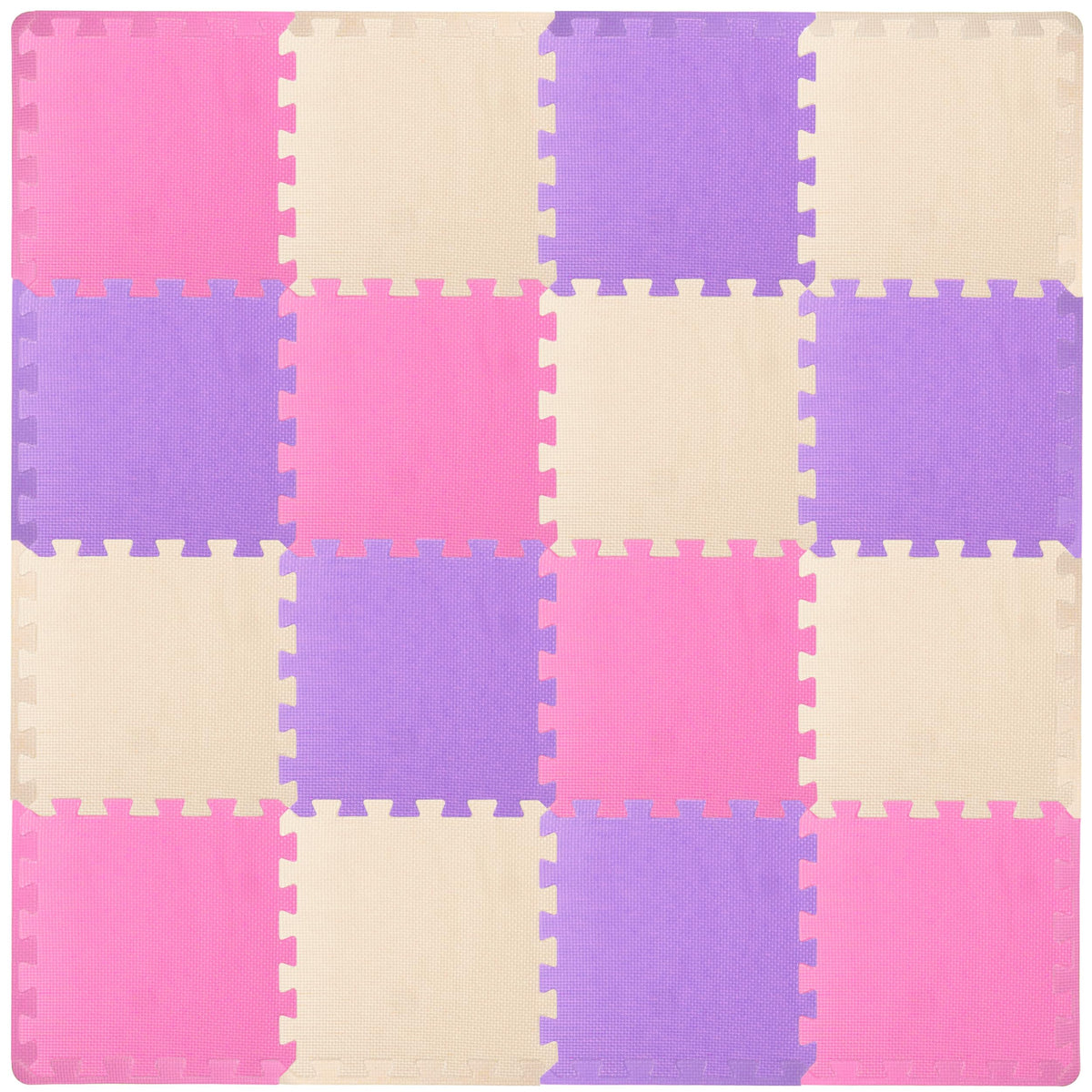 ProSource Baby Play Mat interlocking tiles in pink, purple, beige for a safe play surface.