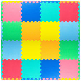 ProSource Baby Play Mat interlocking tiles show a bright, soft surface for safe crawling.