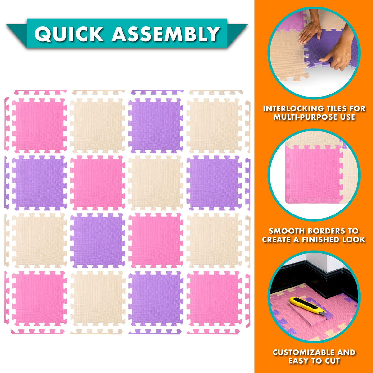 ProSource Baby Play Mat non-toxic EVA foam for safe floor play.