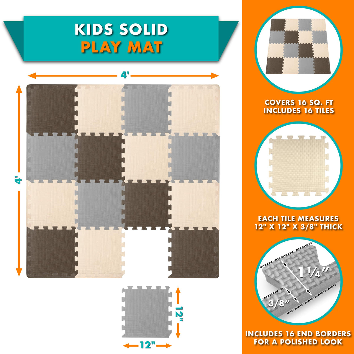 ProSource Baby Play Mat close-up of soft foam surface ideal for crawlers on hard floors.
