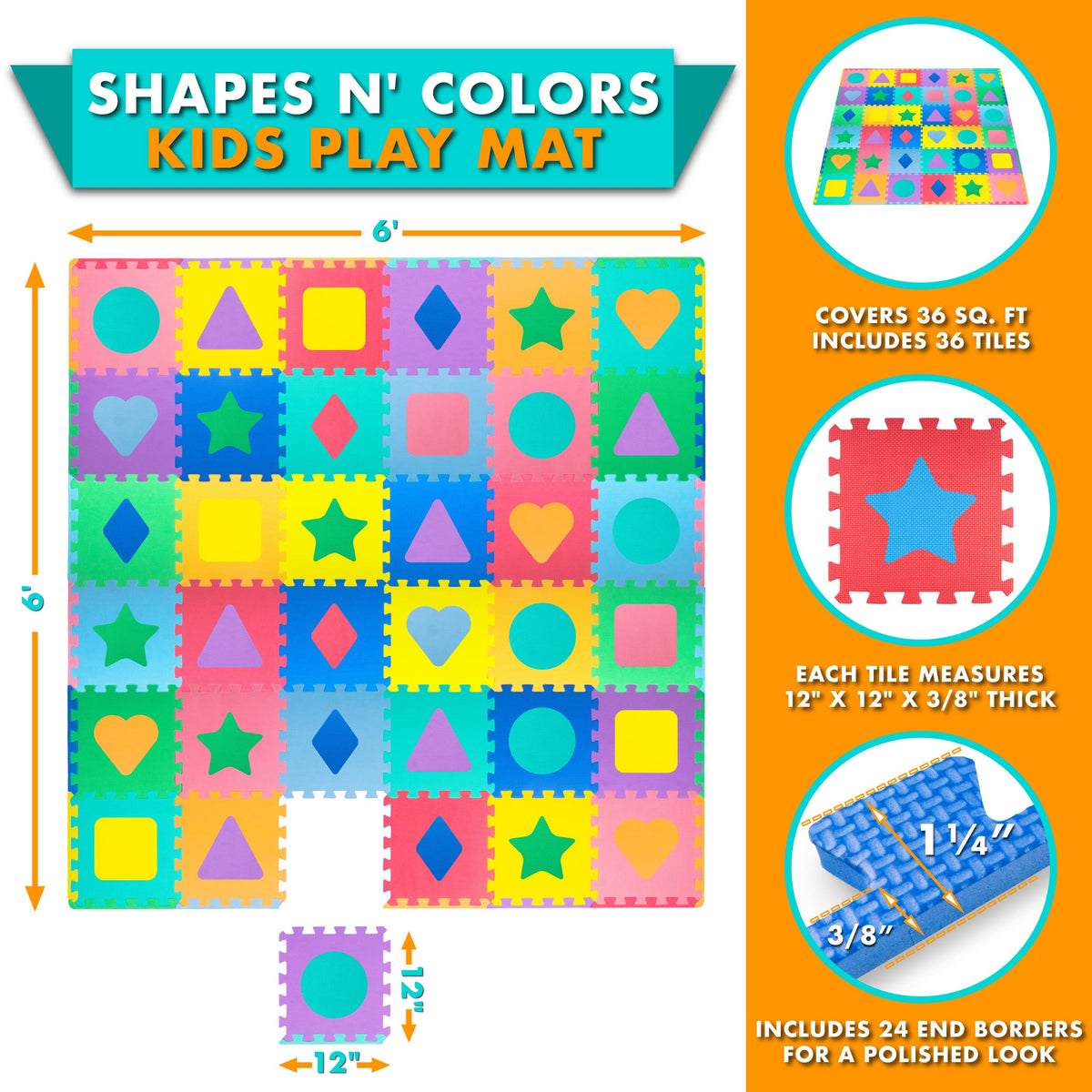 ProSource Kids puzzle mat with interlocking borders for seamless coverage