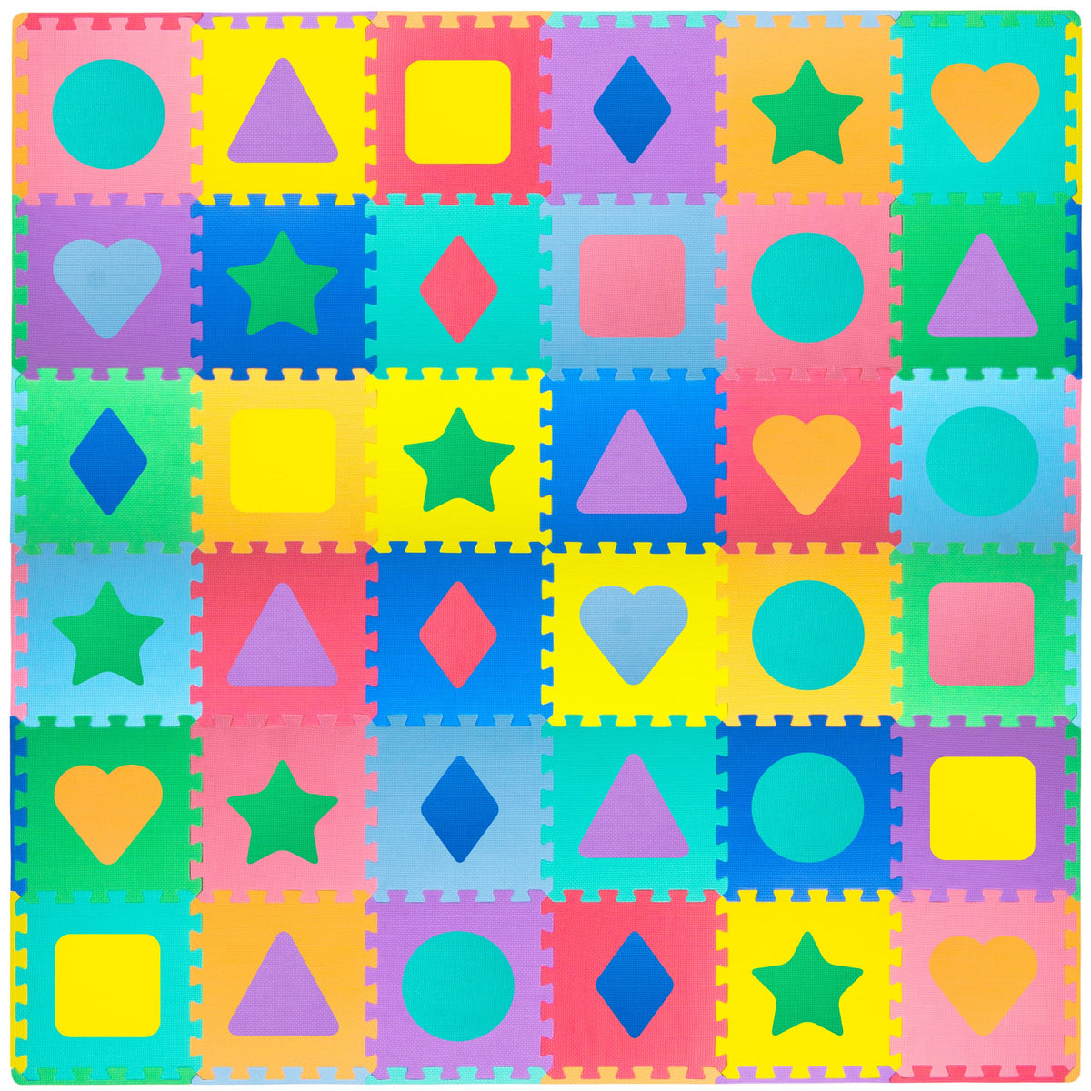 ProSource Kids Foam Puzzle Mat tiles interlock for a cushioned 6x6 ft play area