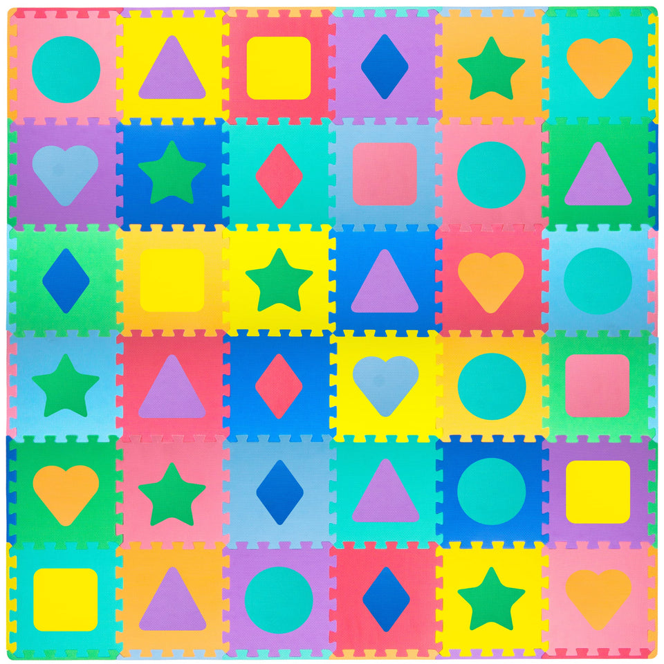 ProSource Kids Foam Puzzle Mat tiles interlock for a cushioned 6x6 ft play area