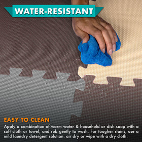ProSource water-resistant mat cleaning reflects easy maintenance after spills and messes.