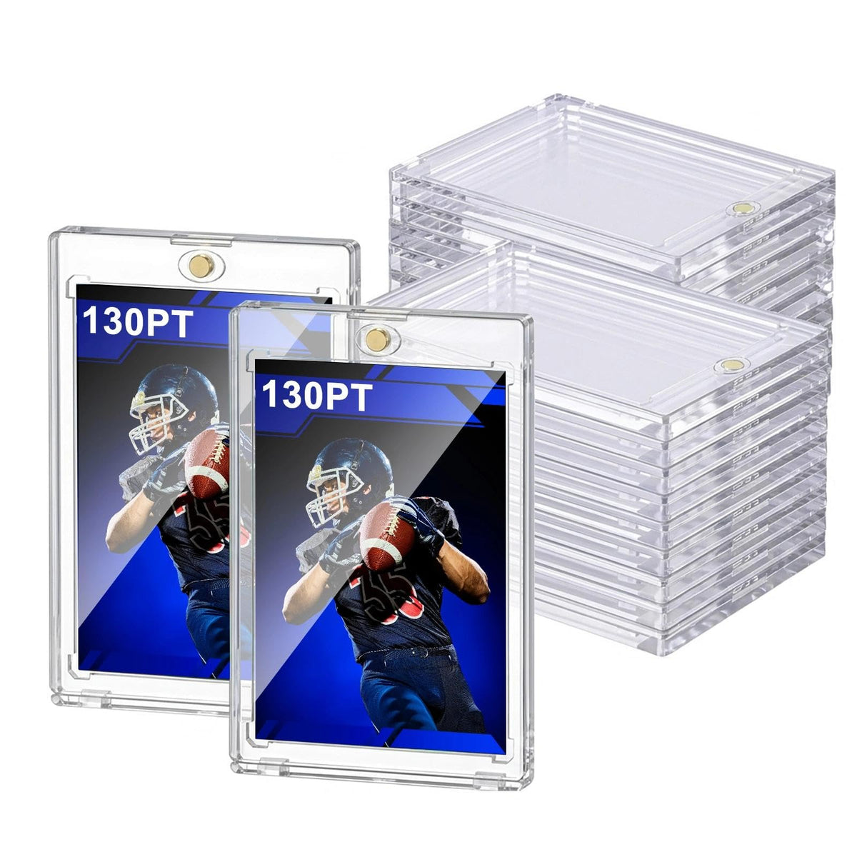 Prospura 130PT magnetic card holder pack protects sports cards during storage and transport.