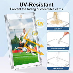 Prospura UV-protected clear cover preserves color and clarity of trading cards.