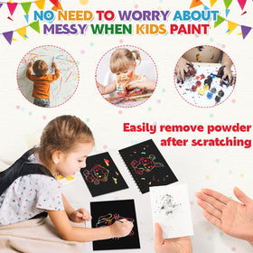 Prudiut scratch paper with tear-resistant coating reveals rainbow colors beneath.