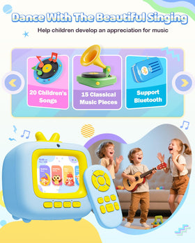 Prysyedawn Blue video player interface with stories for kids