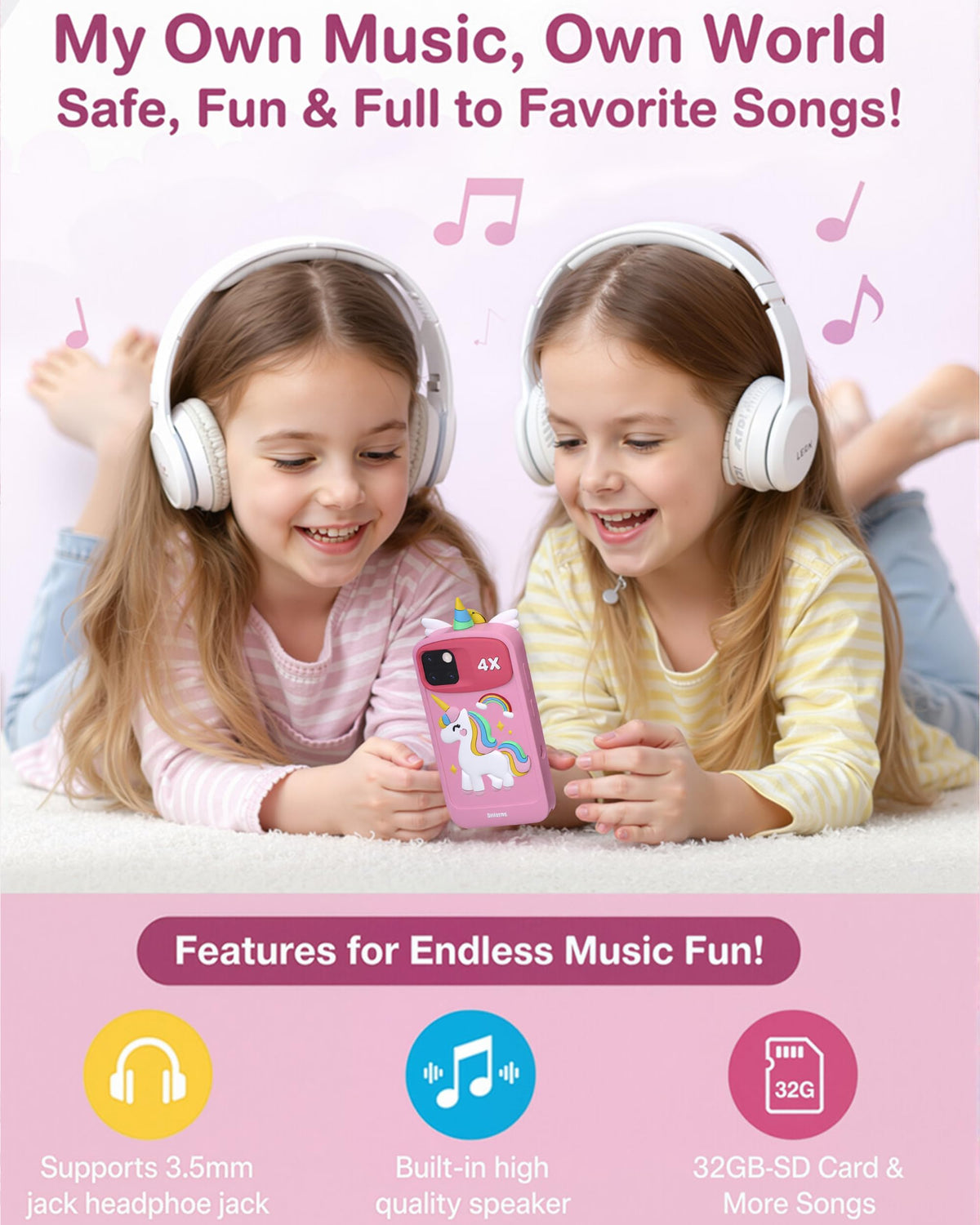 Psalms & Pals 1000mAh battery supports longer play on trips.