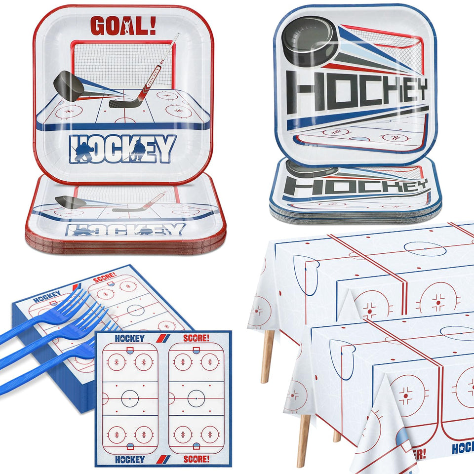 PTECDROTS hockey birthday decorations pack with bold rink colors creates an exciting party backdrop.