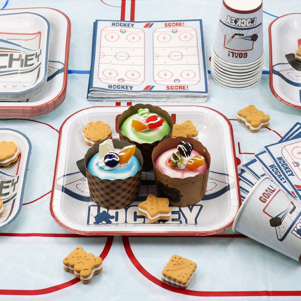 PTECDROTS hockey napkins absorb spills for neat, mess-free celebration moments.