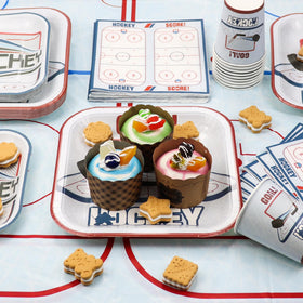 PTECDROTS hockey napkins absorb spills for neat, mess-free celebration moments.