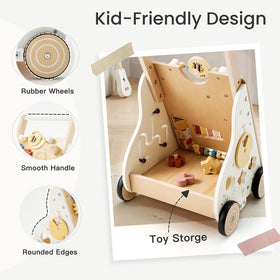 PTINFLUENCE wooden baby walker back storage area keeps toys handy