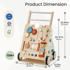 PTINFLUENCE wooden baby walker height adjustment for growing children