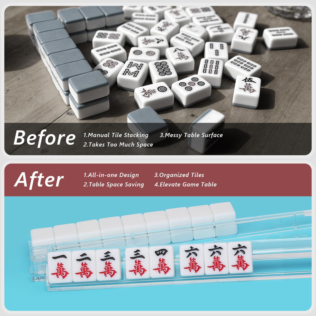 PTYTIFY home and club use ready mahjong racks improve organization and speed