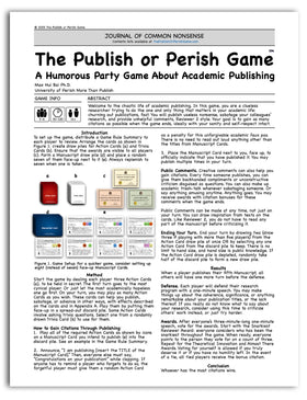 Publish or Perish Game gameboard layout designed for strategic play