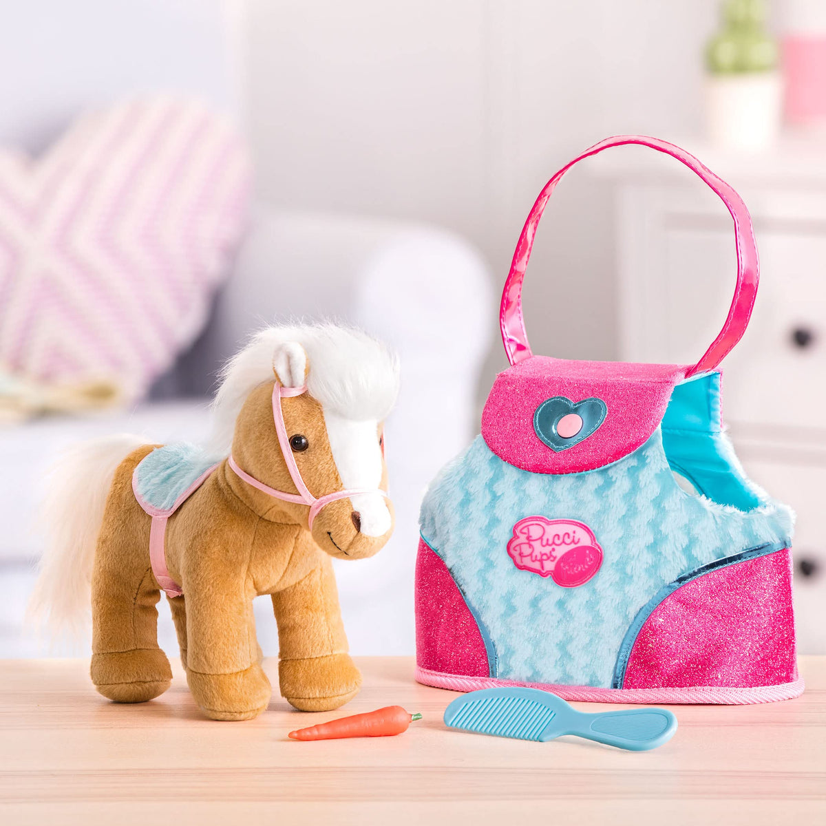 Pucci Pups Heart & Stripes Pony carrot snack for pretend feeding