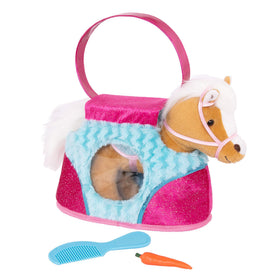 Pucci Pups Heart & Stripes Pony plush inside carrying purse for on the go adventures