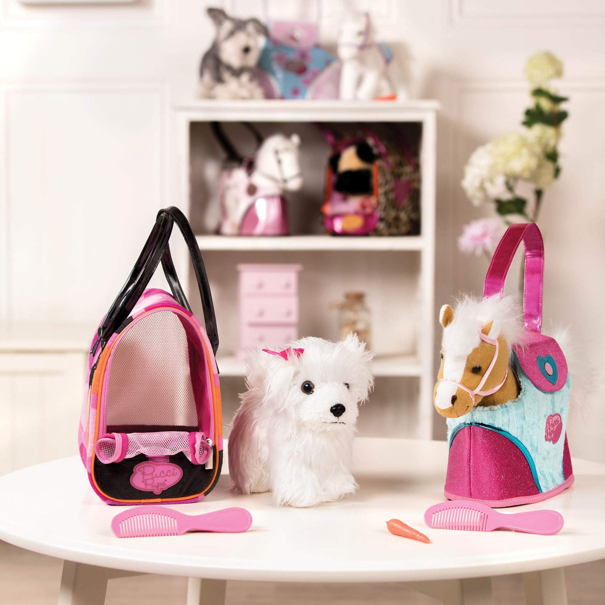 Pucci Pups Heart & Stripes Pony comb included for silky fur grooming