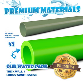 Puddle Splashers backyard setup image highlights quick assembly with a standard garden hose.