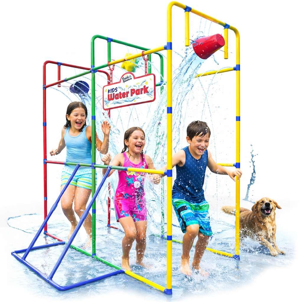 Puddle Splashers backyard waterpark splash wheel boosts outdoor fun for kids.