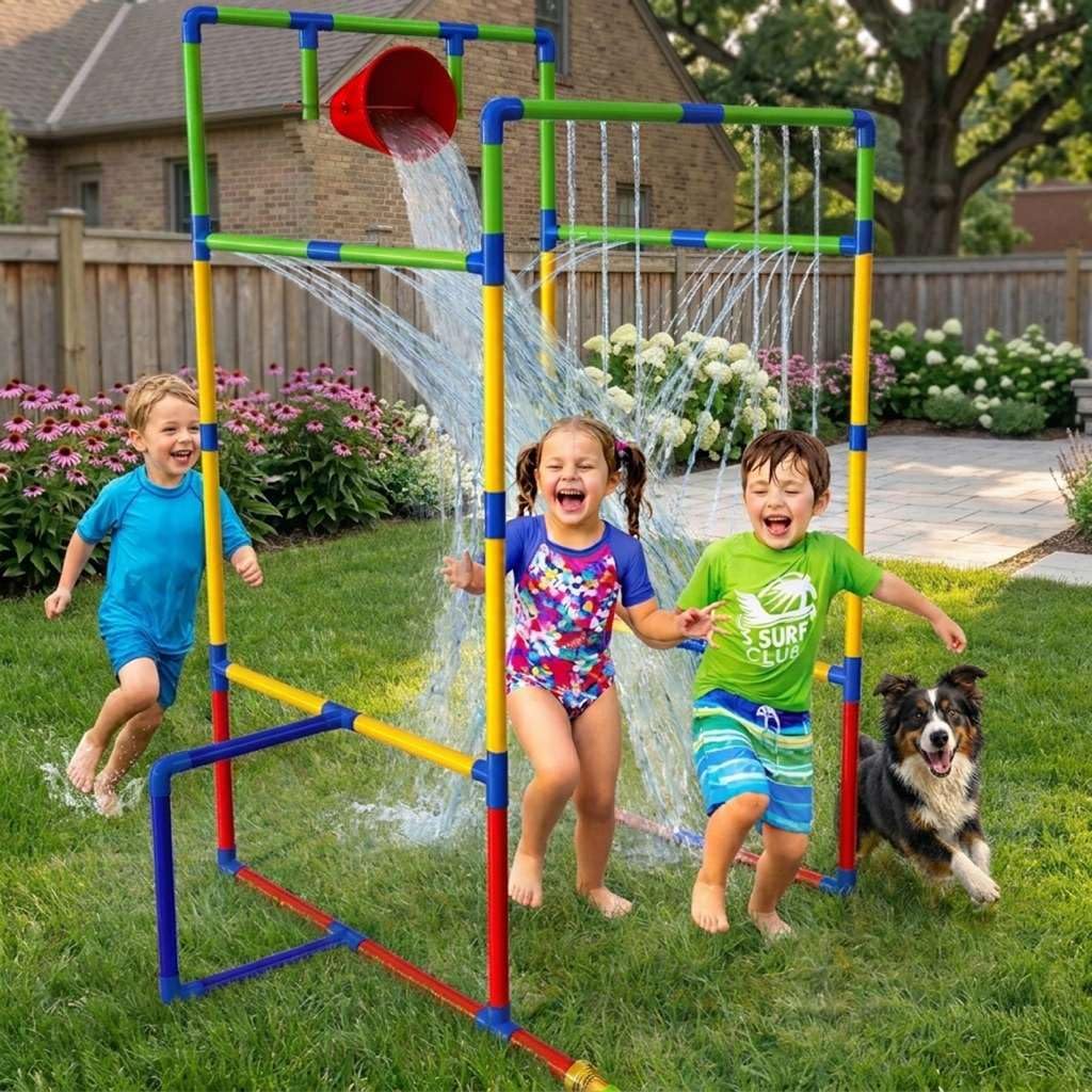 Puddle Splashers hose connection ensures easy on/off control for adults.