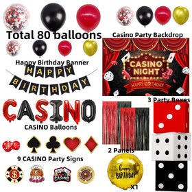 PUGED casino backdrop curtain creates a dramatic party stage and photo moments.