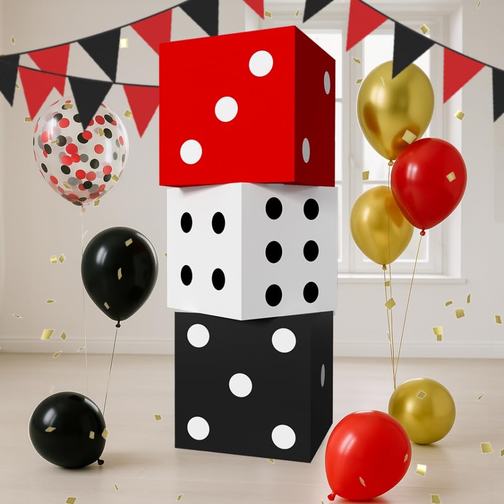 PUGED casino party banner ties decor with bold casino imagery.