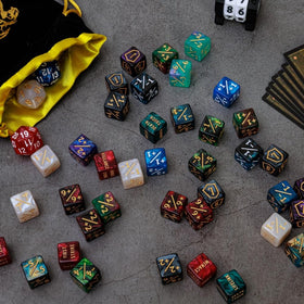 PUGED dice storage bag keeps the full set organized for travel