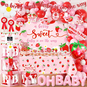 Pugipien berry-sweet-banner-backdrop for a girl baby shower photo backdrop