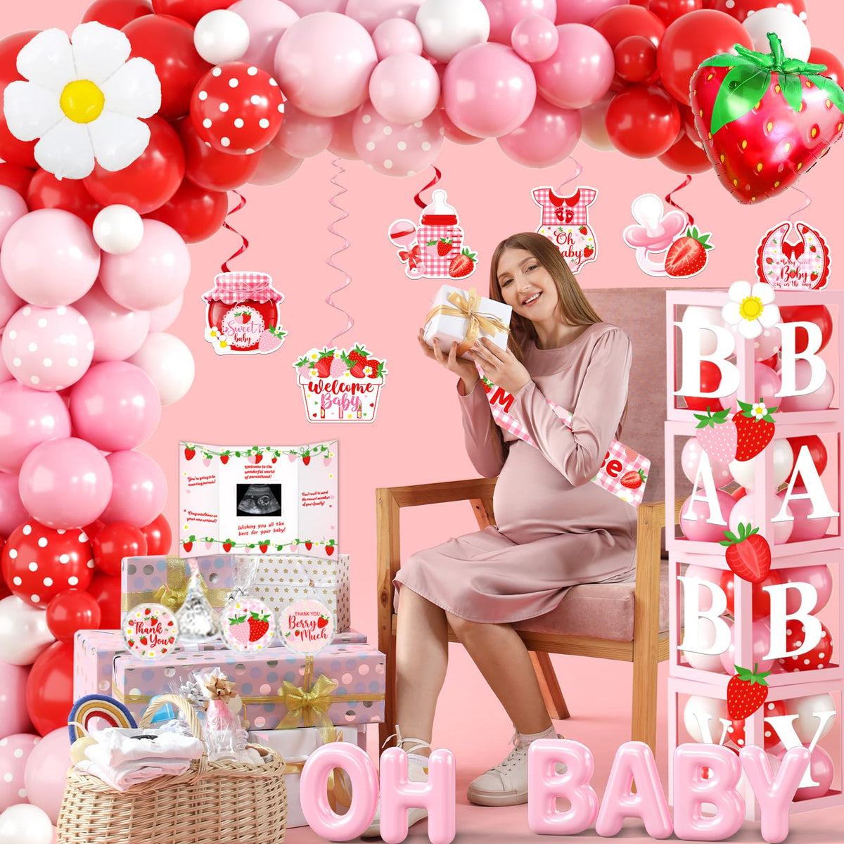 Pugipien strawberry-cupcake-toppers decorate treats with pink accents