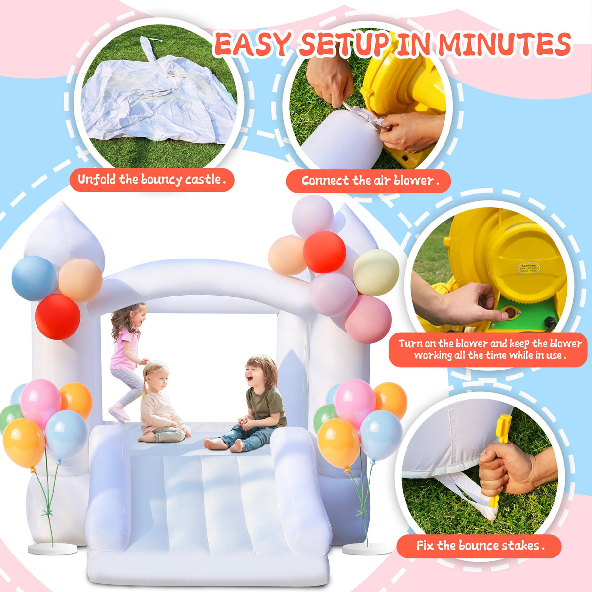 Puligoth bounce house safety mesh walls guarding active climbers